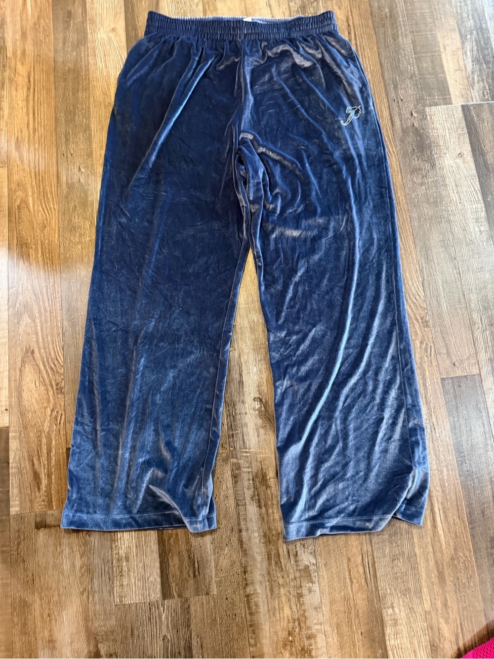 PINK Victoria's Secret Blue Velour Jogger Pants Sz xl NWOT -Rhinestone P